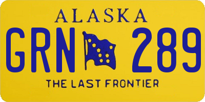AK license plate GRN289