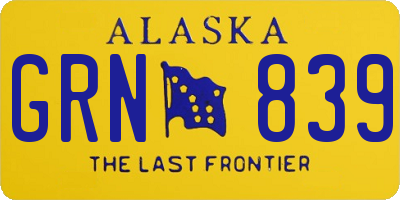 AK license plate GRN839