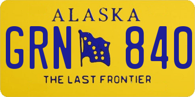 AK license plate GRN840
