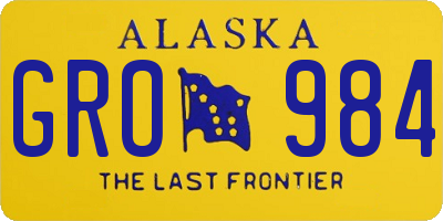 AK license plate GRO984