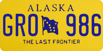 AK license plate GRO986