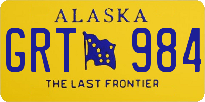 AK license plate GRT984