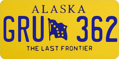 AK license plate GRU362