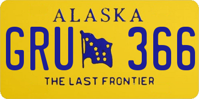 AK license plate GRU366
