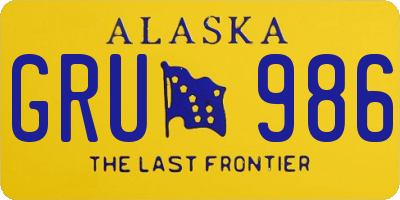 AK license plate GRU986