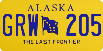 AK license plate GRW205