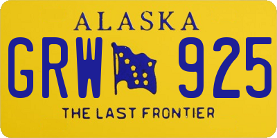 AK license plate GRW925
