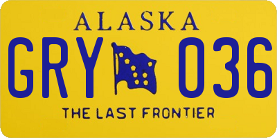 AK license plate GRY036