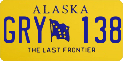 AK license plate GRY138