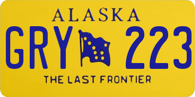 AK license plate GRY223