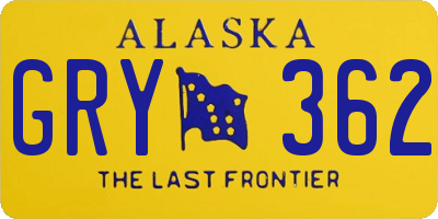 AK license plate GRY362