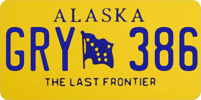 AK license plate GRY386