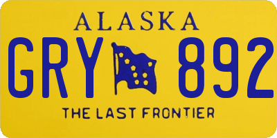 AK license plate GRY892