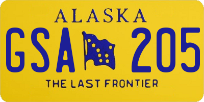 AK license plate GSA205
