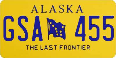 AK license plate GSA455