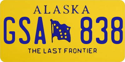 AK license plate GSA838
