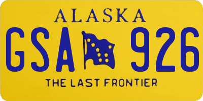 AK license plate GSA926