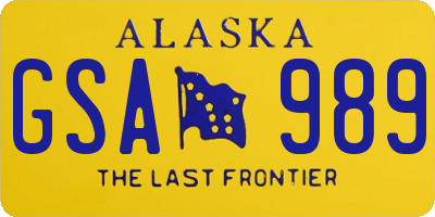 AK license plate GSA989