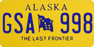 AK license plate GSA998