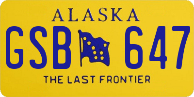 AK license plate GSB647