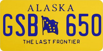 AK license plate GSB650