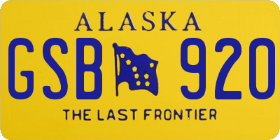 AK license plate GSB920