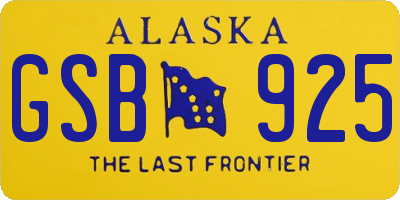 AK license plate GSB925