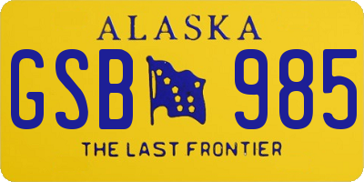 AK license plate GSB985