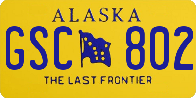 AK license plate GSC802