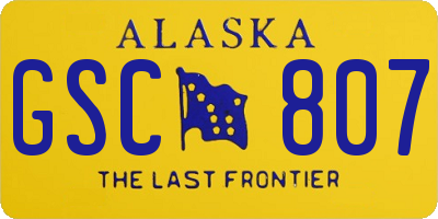 AK license plate GSC807