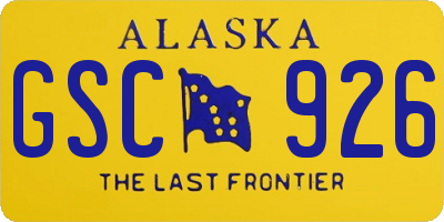 AK license plate GSC926