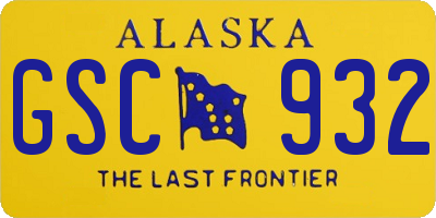 AK license plate GSC932