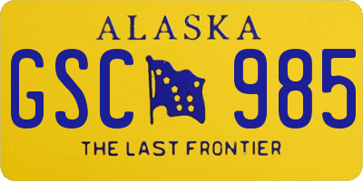 AK license plate GSC985