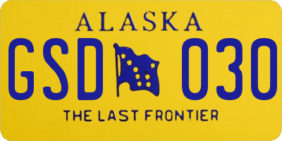 AK license plate GSD030