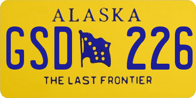 AK license plate GSD226