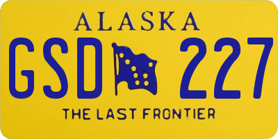 AK license plate GSD227