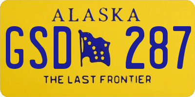 AK license plate GSD287