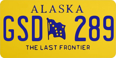 AK license plate GSD289