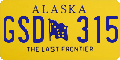 AK license plate GSD315