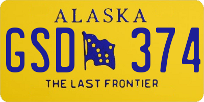 AK license plate GSD374