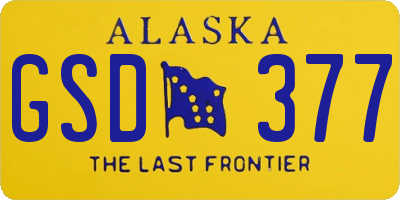 AK license plate GSD377