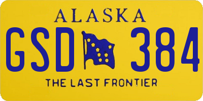 AK license plate GSD384