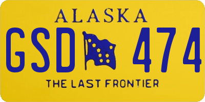 AK license plate GSD474