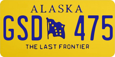 AK license plate GSD475