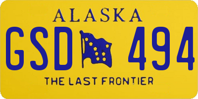 AK license plate GSD494