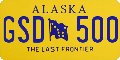 AK license plate GSD500