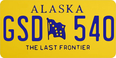 AK license plate GSD540