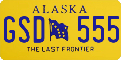 AK license plate GSD555