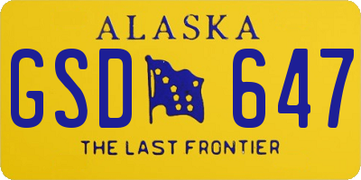 AK license plate GSD647