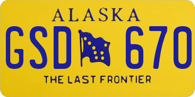 AK license plate GSD670